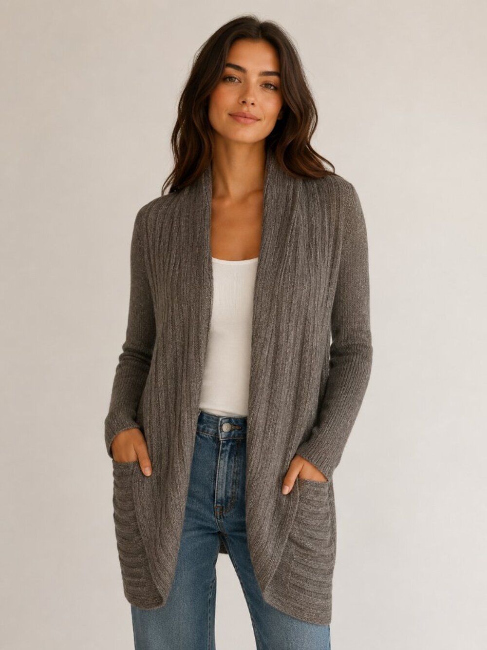 Mossimo Gray Open Front Draped Cardigan Sweater